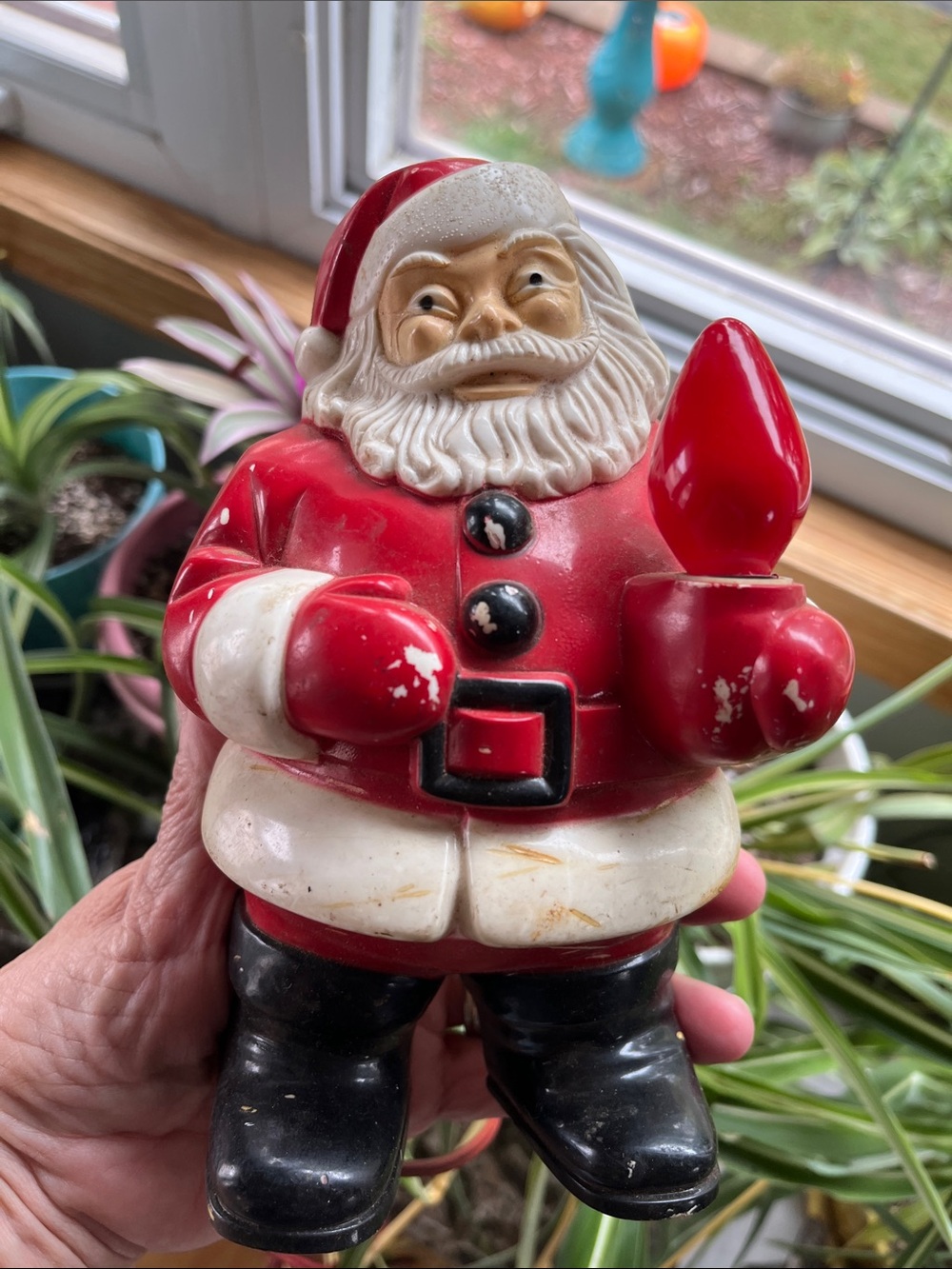 Vtg Royalite Royal Electric Hard Plastic Santa Clause Blow Mold Holding Light